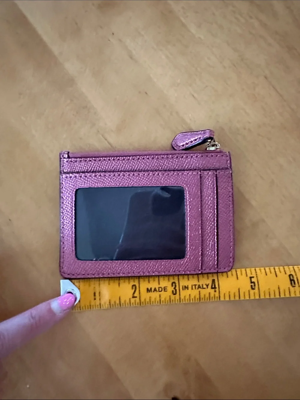 Coach Metallic Rose Pink Zip Card Wallet
